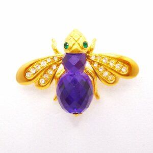 RARE Joan Rivers Bee Pin Purple Faceted Lucite Crystal Body Signed Perfect Cond